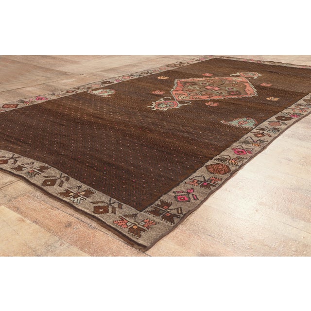 Brown Vintage Turkish Oushak Rug, 05'01 X 10'00 For Sale - Image 8 of 10