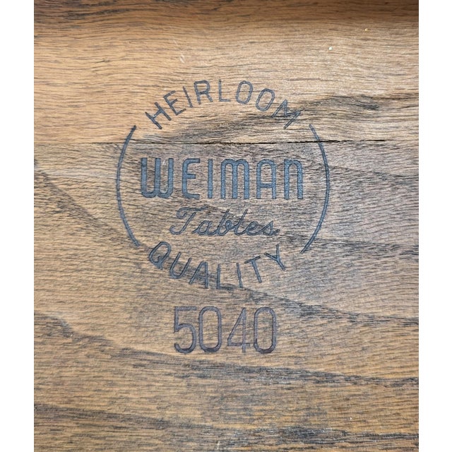 Vintage American Mahogany Gilt Tooled Leather Top Drum Table by Weiman Heirloom For Sale - Image 15 of 15