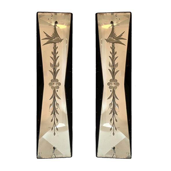 1930s 1930s Acid Etched Mirror Push Plates - a Pair For Sale - Image 5 of 5
