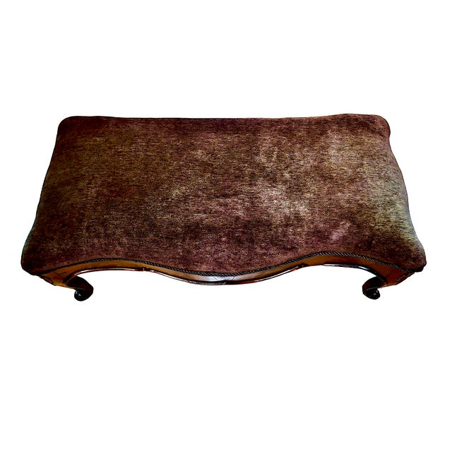 19th Century 19th-Century French Carved Mahogany and Mohair Bench For Sale - Image 5 of 12