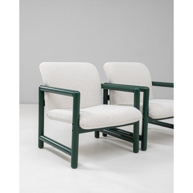 White 20th Century Czech Lounge Chairs With Green Tubular Frames - A Pair For Sale - Image 8 of 18