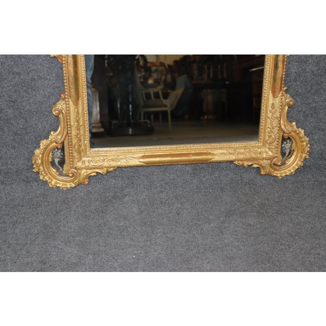 Fantastic Gilded George III Style Mirror With Etched Glass Panel 1920s Era For Sale - Image 4 of 7