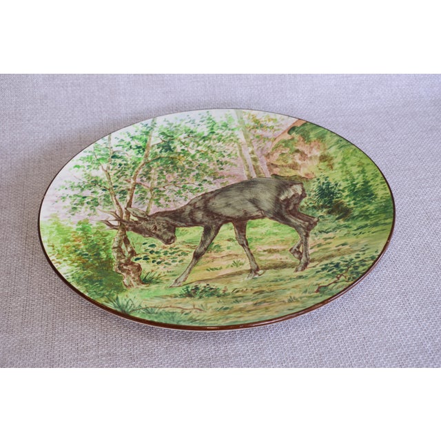 Magnificent large Longchamp earthenware wall platter, Terre de Fer. This platter, known as a "lentil" platter due to its...