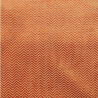Vintage Schumacher Metallic Orange Chevron Low Pile Velvet- 4 Yards For Sale