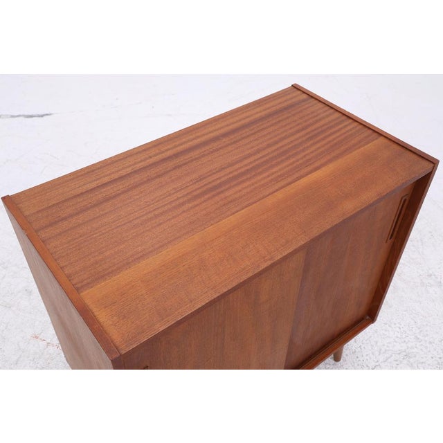 Wood Mid-Century Modern Teak Chest of Drawers with Sliding Doors, 1960s For Sale - Image 7 of 14
