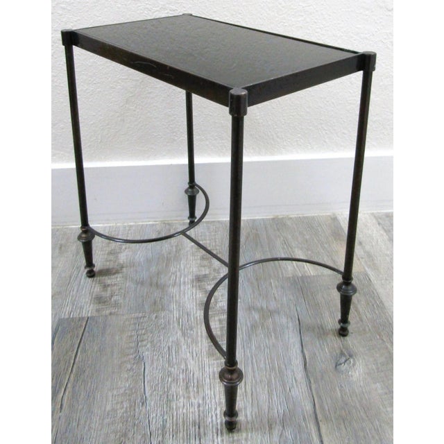 Black Vintage Rectangular Bronze and Black Granite Top 18" Tall Drink Table For Sale - Image 8 of 18
