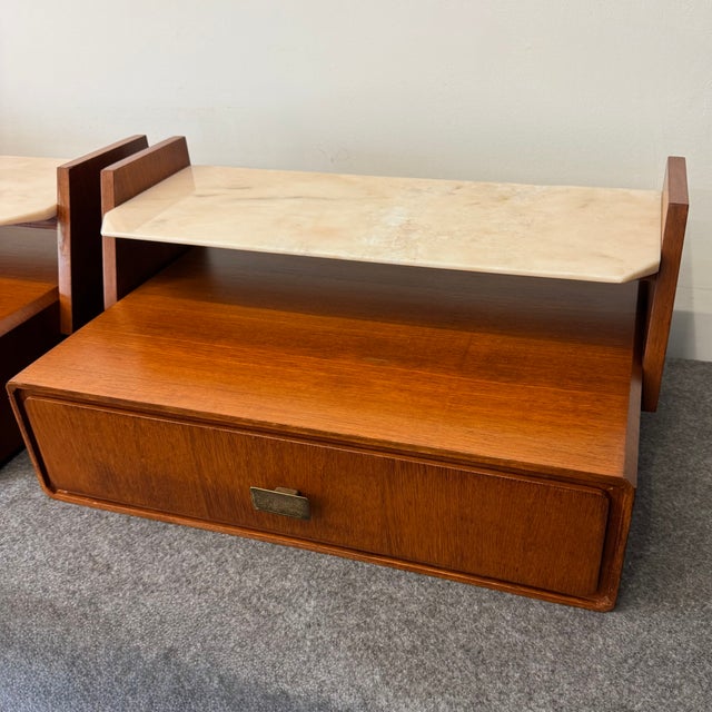 Vintage Wall-Mounted Nightstands, 1950s, Set of 2, in Very Good conditions. Designed 1950 to 1959