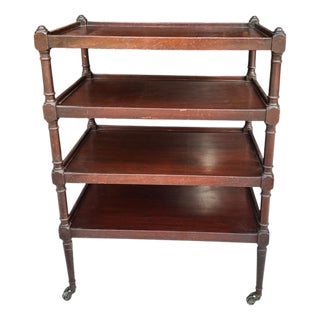 Vintage Mahogany Four Tier Serving Utility Table For Sale