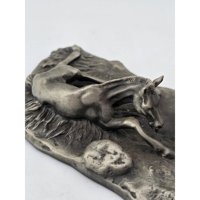 Figurative 1970s Polland Franklin Mint Pewter Horse Mare Foal Newborn Western Wildlife Figurine For Sale - Image 3 of 15