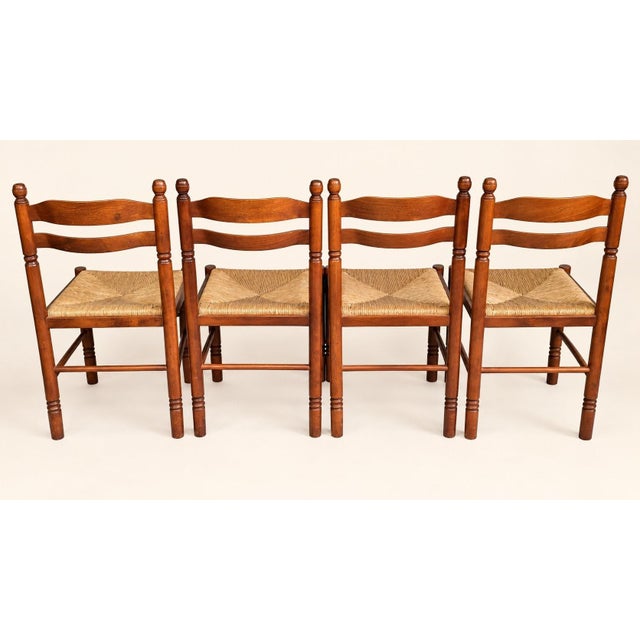 Early 20th Century Louis XIII Rustic Chairs with Straw Seats, Set of 4 For Sale - Image 3 of 10