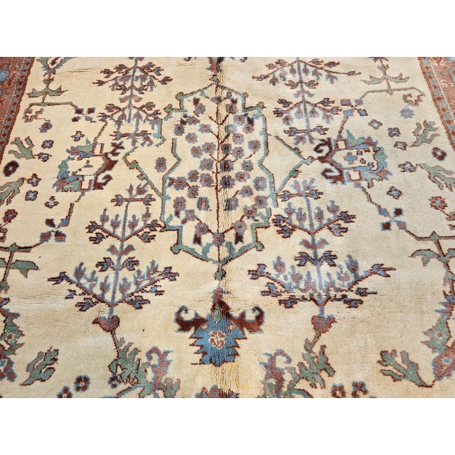 Textile Vintage Turkish Oushak Rug, Handwoven Wool, Allover Geometric Design, 10' x 14' For Sale - Image 7 of 13