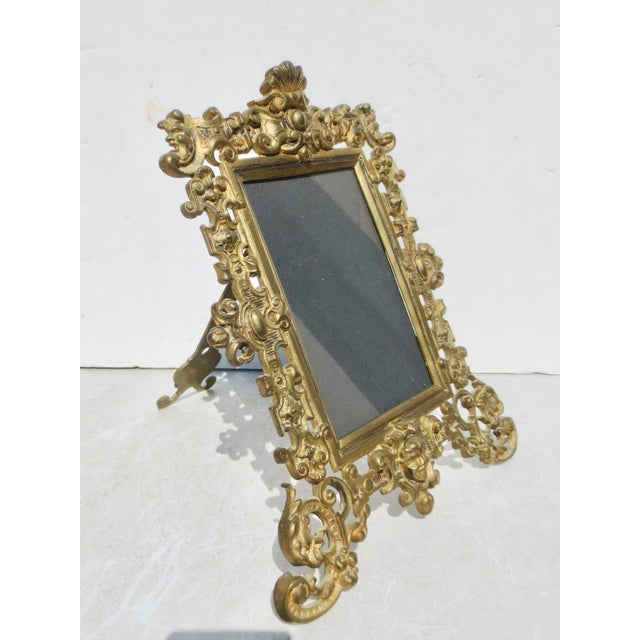 Antique Brass Gothic Style Photo Frame 19th Century For Sale - Image 4 of 13