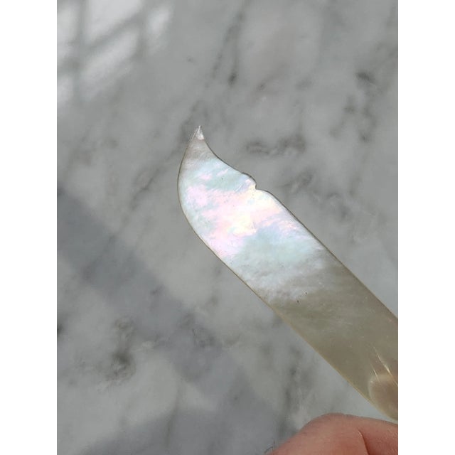 Vintage Hand Carved Mother-Of-Pearl Caviar Spreader Knife For Sale - Image 4 of 7