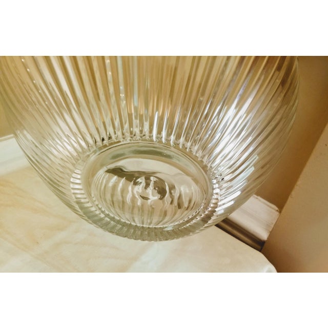 Transitional Vintage Large Ribbed Crystal Bowl For Sale - Image 3 of 5