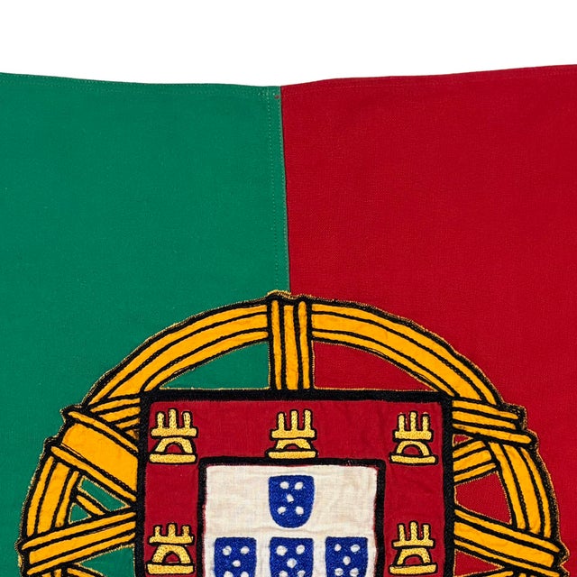 Rustic Small Vintage Cotton Flag of Portugal For Sale - Image 3 of 5