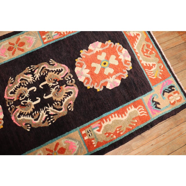 Vintage Colorful Tibetan Rug For Sale In New York - Image 6 of 7