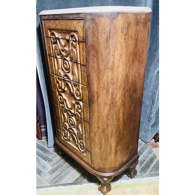 Italian Modern Sculptural Eight Drawer Chest With Travertine Top & Removable Velvet Jewelry Trays, c.1970 For Sale In Los Angeles - Image 6 of 6