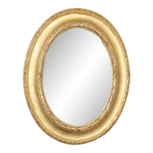 1960s French Louis XVI Oval Genuine Gold Leaf Beveled Oval Mirror