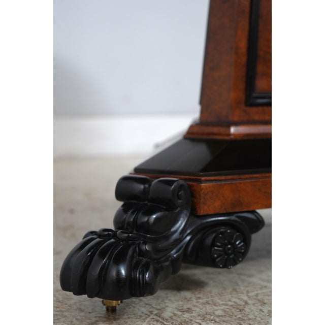 Baker Burlwood Round Inlaid Center Table For Sale - Image 11 of 14