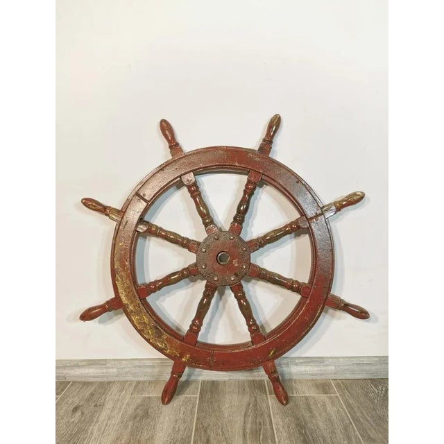 Wood Vintage Brown Wood Helm For Sale - Image 7 of 9