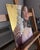 I Bloom, and Now Feel by Aixa Oliveras | Oil and 24kt gold leaf on panel Woman holding white orchids. For Sale - Image 4 of 5