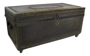 Early 19th Century Leather Camphor Campaign Trunk Box