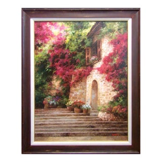 Paul Guy Gantner "Giardino Del Fiore" #0483 Original Painting With Custom Frame For Sale