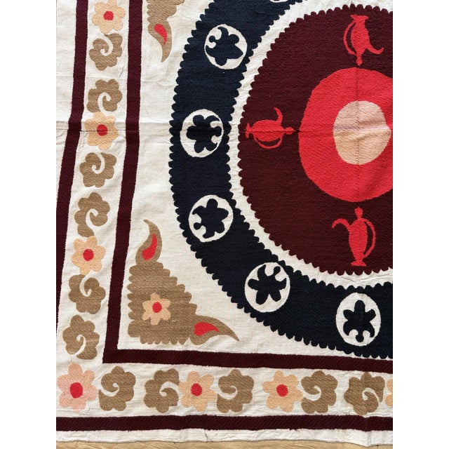 Suzani Embroidery Wall Decor - Tribal Embroidery 4'4'' X 4'8'' For Sale - Image 4 of 8