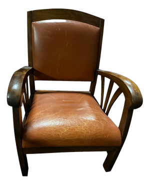 Vintage Bridge Chair in Leather, 1930s
