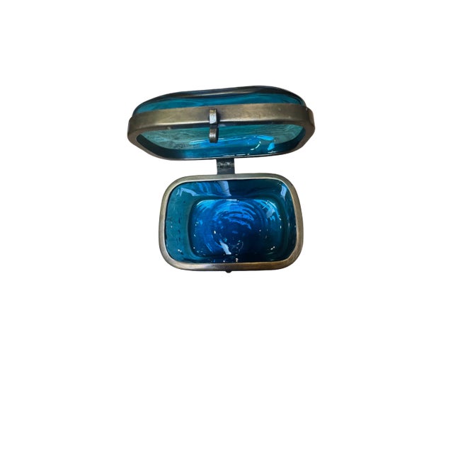 Blue 1950's Blue Murano Glass Box For Sale - Image 8 of 9