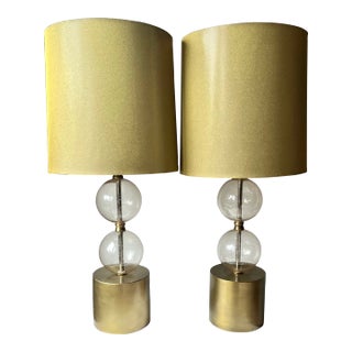 'Arteriors Home'- Glass Gold Lamps & Shades-a Pair For Sale