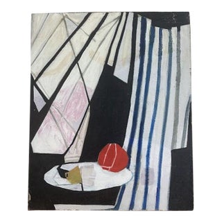 Vintage Oil on Corkboard For Sale