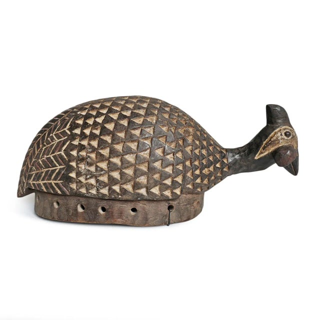 Vintage Burkina Faso Guinea Fowl Helmet Mask For Sale - Image 4 of 11