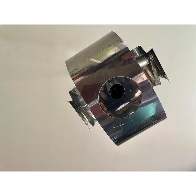 1970s Vintage Chrome and Metal Pendant Light, 1970 For Sale - Image 5 of 11