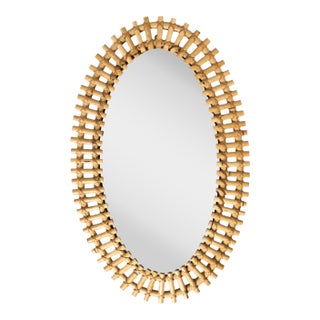 1950s Italian Bamboo and Rattan Mirror For Sale