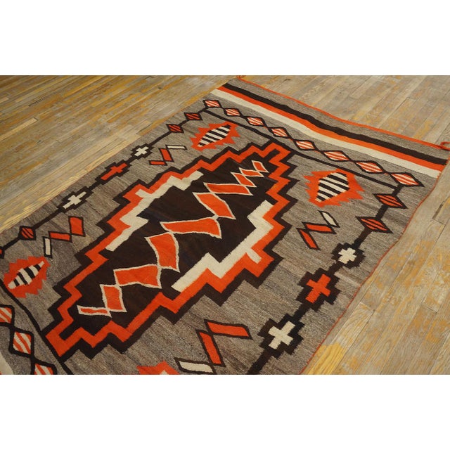 Gray 1920s Gray Storm Tribal Antique American Navajo Rug 4'8"x6'9" Flatweave Wool Carpet For Sale - Image 8 of 11