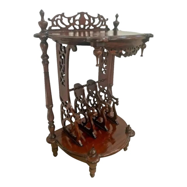 Vintage Victorian Style Table Magazine Rack Bottom Storage Chinese Chippendale For Sale