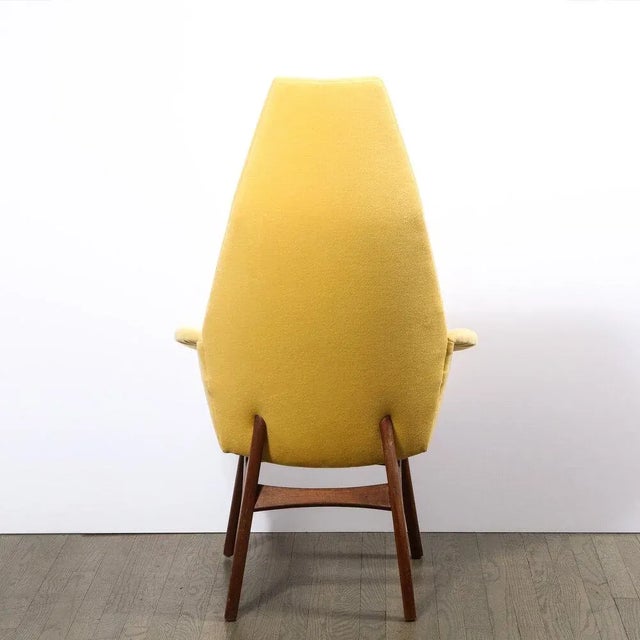 Mid Century Walnut Back Chair in Yellow Loro Piana Cashmere by Adrian Pearsall For Sale - Image 11 of 13