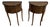 Pair of Vintage Louis XV Style Demilune Nightstands French Inlaid 3 Drawer Tables For Sale