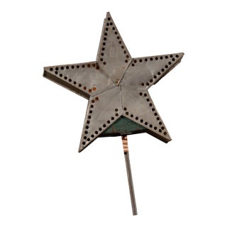 Vintage Punched Tin Figural Lighted Star Sign For Sale