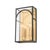 Like a fixture within a fixture, a series of aged brass candlesticks hang within a decorative metal cage. The arched...