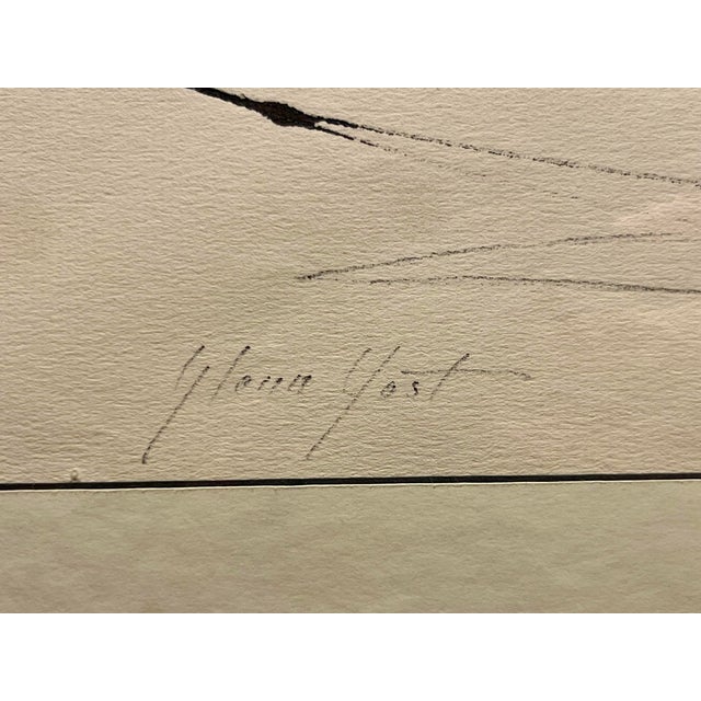 Contemporary Vintage Glenn Yost “Reclining Figure” Original Pen & Wash Drawing, Signed For Sale - Image 3 of 6