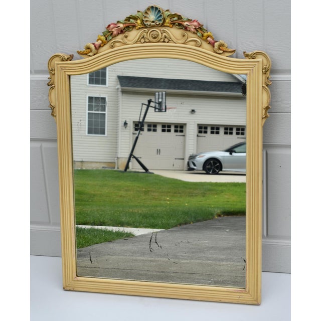 Italian VTG Carved & Painted Venetian Style Wall Mirror For Sale - Image 3 of 5