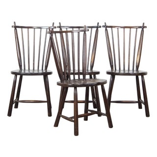 Vintage Wooden Bar Chairs from De Ster Gelderland, Set of 4 For Sale