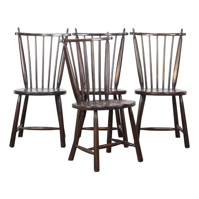 Vintage Wooden Bar Chairs from De Ster Gelderland, Set of 4 For Sale