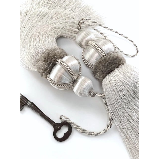 Wood Key Tassel in Silver Color With Velvet Detail For Sale - Image 7 of 14