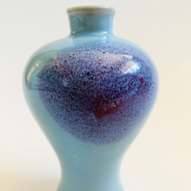 Late 20th Century Blue and Purple Ceramic Vase For Sale - Image 5 of 7