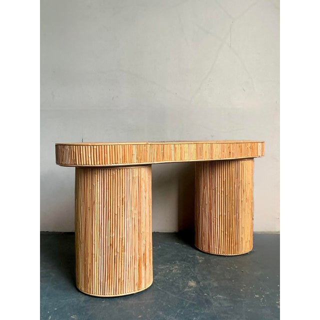 Vintage Boho Pretzel Reed Console Table For Sale - Image 4 of 7