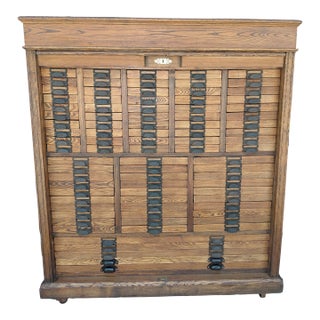 Antique 85 Drawer Cabinet With Tambour Front Attributed to Hamilton For Sale