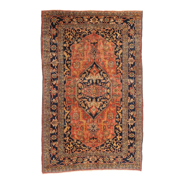 Vintage Persian Heriz Rug - 05'04 X 08'03 For Sale